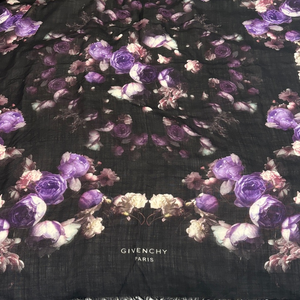 Givenchy Black and Purple Floral Wrap